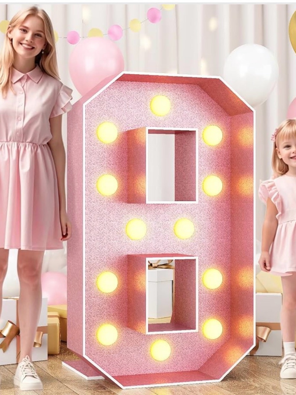 Pink Light-Up Number 8 Party Prop